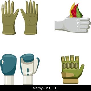 Gants icon set, cartoon style Illustration de Vecteur