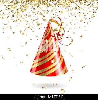 Party Hat et or confetti Illustration de Vecteur