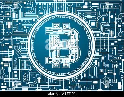 Arrière-plan de la monnaie numérique Bitcoin Illustration de Vecteur