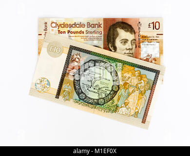 Clydesdale UK dix billets de banque de 10 livres Banque D'Images