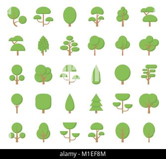 Télévision Set arbres dans un modèle plat. Isolé sur fond blanc. Vector Icons. Illustration de Vecteur