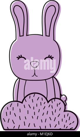 Lapin couleur animal sauvage en arrière de l'usine bursh vector illustration Illustration de Vecteur