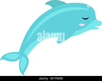 Cute icône dolphin, télévision, style dessin animé. Isolé sur fond blanc. Vector illustration. Illustration de Vecteur