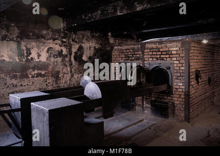 L'intérieur des fours crématoires à Auschwitz I bunker Holocaust Memorial Museum - Pologne Banque D'Images