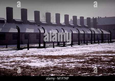 Bloc de cuisine du Camp d'Auschwitz I Holocaust Memorial Museum Banque D'Images