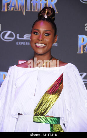 Los Angeles, Californie, USA. 29 janvier, 2018. Issa Rae actrice assiste à la première mondiale de Marvel Studios' 'Black Panther' au Kodak Theater Le 29 janvier 2018 à Los Angeles, Californie. Photo de Barry King/Alamy Live News Banque D'Images