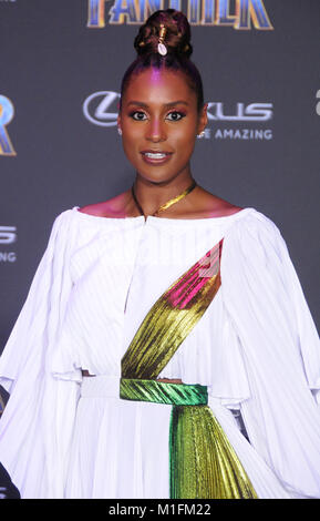 Los Angeles, Californie, USA. 29 janvier, 2018. Issa Rae actrice assiste à la première mondiale de Marvel Studios' 'Black Panther' au Kodak Theater Le 29 janvier 2018 à Los Angeles, Californie. Photo de Barry King/Alamy Live News Banque D'Images