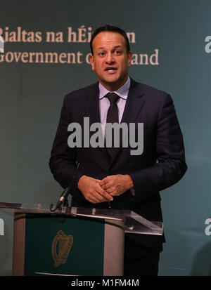 29/01/2018 référendum avortement. Photo Leo Varadkar Taoiseach a annoncé ce soir que le gouvernement a l'intention de tenir un référendum sur l'abrogation de la huitième modification avant la fin du mois de mai. Le référendum sera soumis à l'approbation de la Dail avec Varadkar dire ce soir que le Cabinet a convenu sur l'axe de ce soir. Photo : Eamonn Farrell/RollingNews.ie Banque D'Images