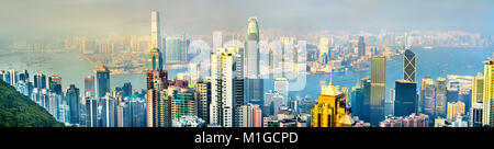 Skyline de Hong Kong depuis Victoria Peak Banque D'Images