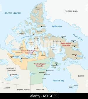 Administratif et politique du Nunavut carte vectorielle Illustration de Vecteur