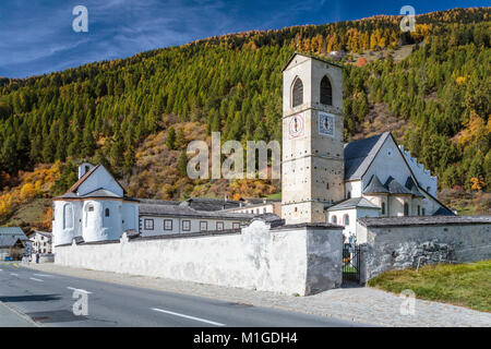 L'abbaye de Saint Jean en Val Müstair, un village dans le Val Müstair municipalité dans le district d'Inn dans le canton suisse des Grisons, Suisse, Union européenne Banque D'Images