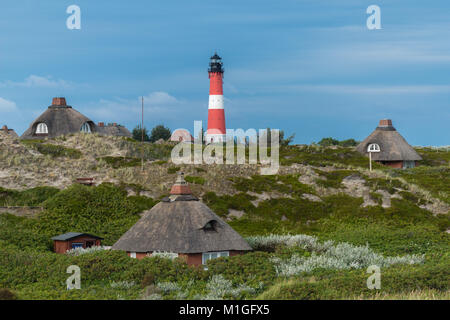 Maisons de vacances sur les dunes du sud de l'île de Sylt, la richesse et la beauté, Hörnum phare, Hoernum, Sylt, Schleswig-Holstein, Allemagne, Europe Banque D'Images