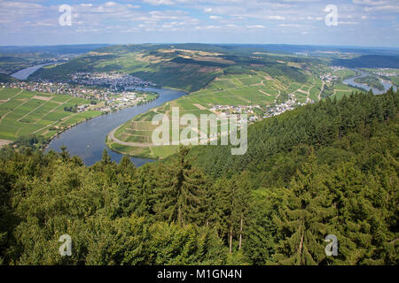 Vue depuis la tour cinq lacs vue, Traben-trarbach, Moselle, Rhénanie-Palatinat, Allemagne, Europe Banque D'Images