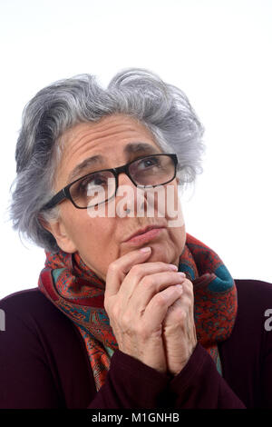 Portrait of senior woman on white background Banque D'Images