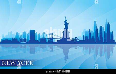 New York city skyline silhouette détaillées. Vector illustration Illustration de Vecteur