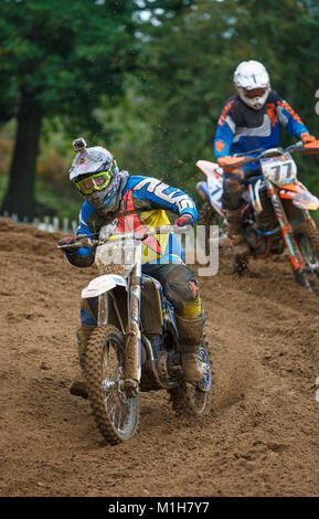 Christopher Bickley sur l'Husqvarna 450 à la NGR & ACU est de l'EVO Championnats de Motocross, Cadders Hill, Lyng, Norfolk, Royaume-Uni. Banque D'Images