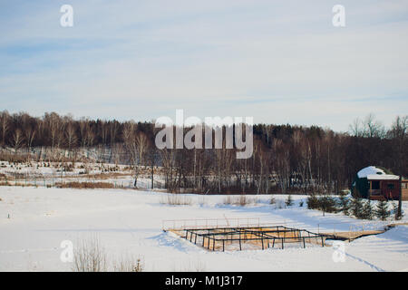 La truite d'élevage industriel Vue de dessus d'hiver poisson Banque D'Images