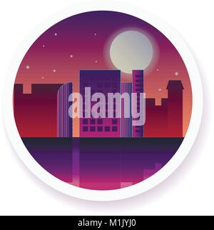 Vector nuit ville avec la lune dans le ciel illustration Illustration de Vecteur