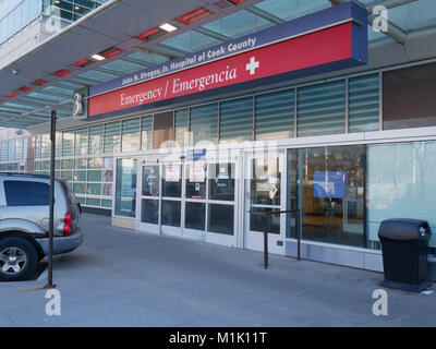 John H. Stroger Entrée d'urgence de l'hôpital. Chicago, Illinois Banque D'Images