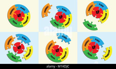 Puzzle 4P graphique. Les types de texte n'converti en contours et n'avez pas besoin de police. Illustration de Vecteur