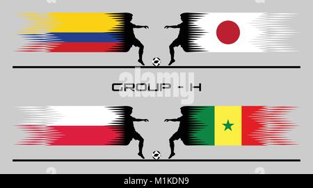 Des matches de football de phase Groupe - H. Le texte converti en contours types n et n'a pas besoin de police. Illustration de Vecteur