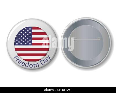 Badge blanc vecteur avec la liberté jour texte. Illustration de Vecteur