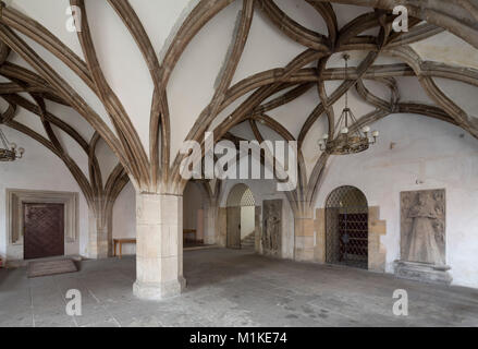 Lwówek Slaski, à Löwenberg Schlesien, Rathaus, Saal im Erdgeschoß mit Schlingrippengewölbe Banque D'Images