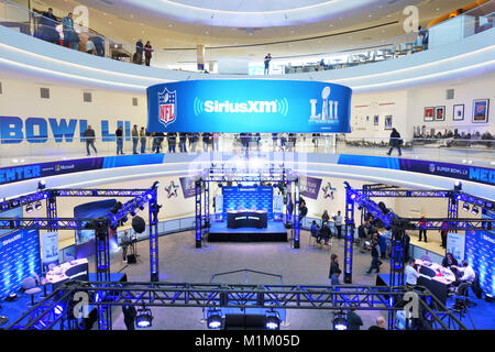 Minneapolis, Minnesota, USA. 31 janvier, 2018. Sirius XM Radio mis en place au Mall of America de Minneapolis pour le Super Bowl 2018 Couverture. Auteur : Gina Kelly/Alamy Live News Banque D'Images