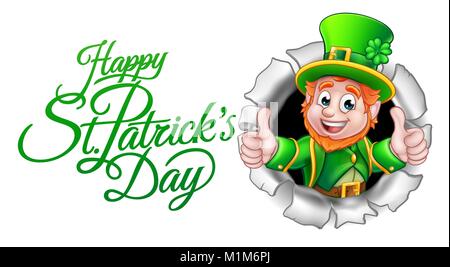 Leprechaun Cartoon Happy St Patricks Day Illustration de Vecteur