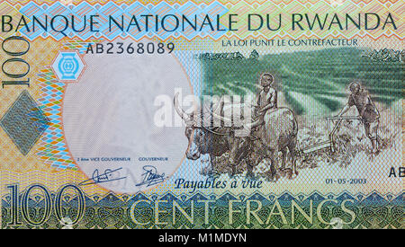 Rwanda 100 Cent francs Bank Notes Banque D'Images