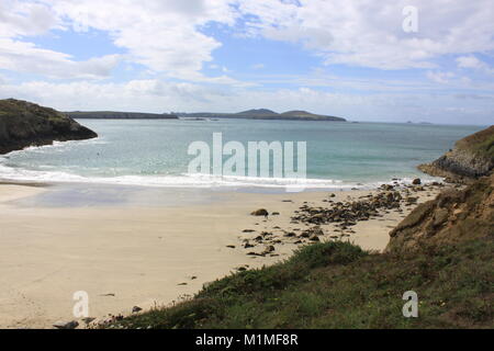 Llangrannog Beach, plage de sable de la Baie de Cardigan, Wales Coast Banque D'Images