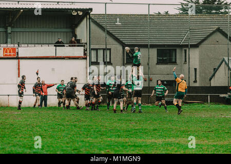 Penryn vs RFC RFC Hayle au Memorial Stadium, Penryn, Cornwall, UK, 27 Janvier 2018 Banque D'Images