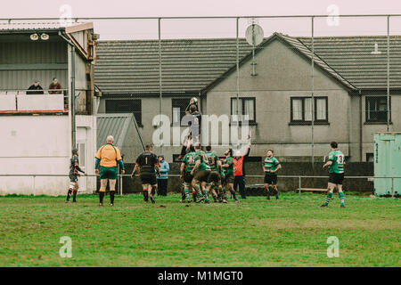 Penryn vs RFC RFC Hayle au Memorial Stadium, Penryn, Cornwall, UK, 27 Janvier 2018 Banque D'Images