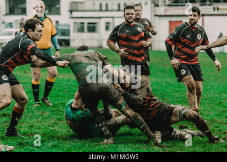 Penryn vs RFC RFC Hayle au Memorial Stadium, Penryn, Cornwall, UK, 27 Janvier 2018 Banque D'Images