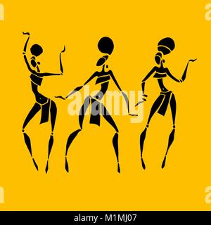 Silhouette de femme. Afro-american woman isolated on white. Femme dansant dans un style ethnique. Vector Illustration. Illustration de Vecteur