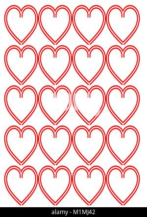 Motif coeur rouge sur fond blanc Illustration de Vecteur