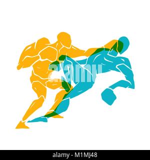 Silhouette de deux boxeur professionnel. Match de boxe. vector illustration sur fond blanc Illustration de Vecteur