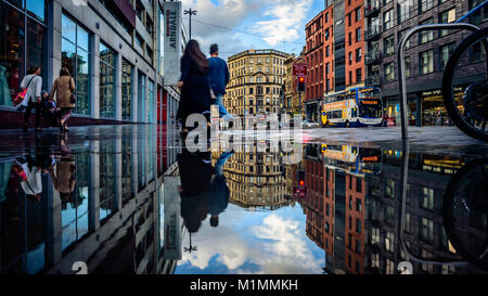 Réflexions Manchester Shudehill Banque D'Images