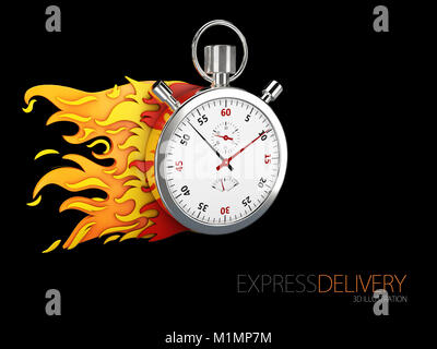 3d illustration de l'icône de la livraison express pour les applications et site web. Concept de livraison. noir isolé. Banque D'Images