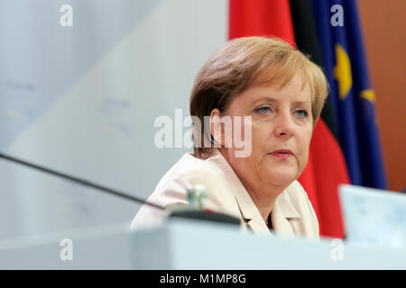 Heiligendamm, Allemagne - 08 juin 2007 : Le chancelier d'Allemagne, Angela Merkel s'est ouvert sur conférence de presse pendant 33e sommet du G8 Banque D'Images