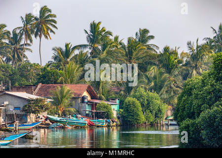 Lagon de Negombo, Dutch Canal, Negombo, Sri Lanka, Province de l'Ouest, au Sri Lanka, en Asie Banque D'Images