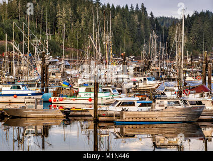 Bateaux de pêche, de Fisherman's Wharf à Port Hardy, au nord de l'île de Vancouver, Colombie-Britannique, Canada Banque D'Images