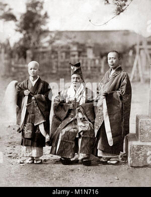 Les prêtres bouddhistes, Japon, c.1880 s Banque D'Images