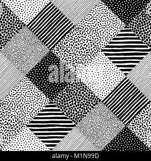 Motif patchwork dessiné à la main Illustration de Vecteur