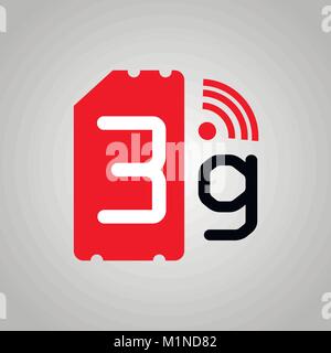 3G carte Sim. Symbole de la technologie de télécommunications mobiles. Le téléchargement des données de vitesse randonnée Illustration de Vecteur