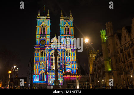 Au cours de l'abbaye de Westminster Londres Lumière Banque D'Images