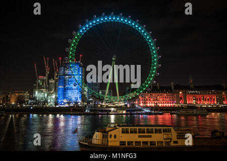 London Eye de nuit Banque D'Images