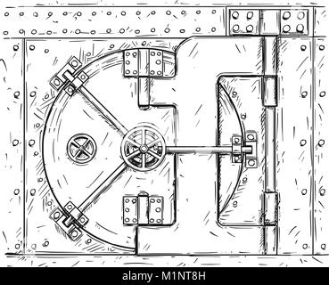 Cartoon Vector Dessin de porte fermée Vault Illustration de Vecteur