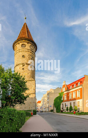 Tour de la gate Luban (13e siècle), de Lwowek Slaski (all. Lowenberg Schlesien), en Basse-silésie. La Pologne, l'Europe. Banque D'Images