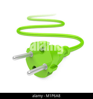 Fiche d'alimentation vert isolé Banque D'Images